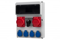 Distribution box FEMO 13M - sockets  2x32A 5p, 4x230V, switch 0-1 (32A) 