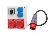 Distribution box R-240 - sockets 16A 5p, 32A 5p, 2x230V, switch panel left-right, plug 16A 5p, OW 5x2,5mm2 -1,5m