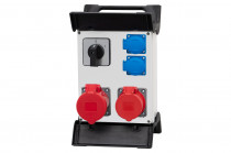 Distribution box R-240 - sockets 2x16A 5p, 2x230V, switch panel 0-1(32A) with plastic frame