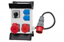 Distribution box R-240 - sockets 16A 5p, 32A 5p, 2x230V, switch panel 0-1, plug 32A 5p,  OW 5x2,5mm2 /1,5m/  with plastic frame