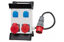 Distribution box R-240 - sockets 2x32A 5p, 2x230V, plug 32A 5p, cable 5x4mm2 H07RN-F /1,5m/ with plastic frame