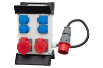 Distribution box R-240 - sockets 2x16A 5p, 4x230V, plug 16A 5p, OW 5x2,5mm2 /1,5m/  with plastic frame