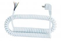 Spiral cord - angled plug 3x1,00 05VVH8-F white    - 10m