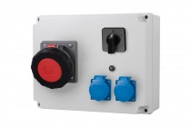 Distribution box R-310 - sockets 63A 5p, 2x230V, switch panel 0-1 (63A) with fuse