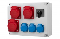 Distribution box R-310 - sockets 3x32A 5p, 3x250V, switch 0-1