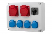 Distribution box R-310 - sockets 2x32A 5p, 4x250V, switch panel 0-1 (32A)