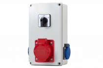 Distribution box BICO - sockets 32A 5p, 2x230V, switch panel left-right (25A)