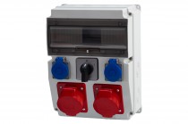 Distribution box CAJA 12M - sockets 16A 5p, 32A 5p, 2x230V, switch panel 0-1(32A)