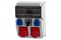 Distribution box CAJA - sockets 2x16A 5p, 2x230V, switch left-right