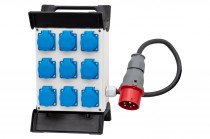 Distribution box R-240 - sockets 9x230V, plug 16A 5p, OW 5x2,5mm2 /1,5m/ with plastic frame