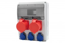 Distribution box LAGO 11M - panel mounted sockets 16/5, 32/5, 3x230V