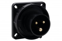 Panel Mounted Plug 16A 3p 200V-250V IP67 - black
